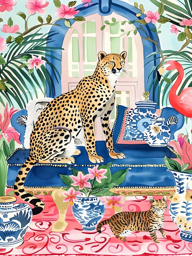 Gepard und Flamingo