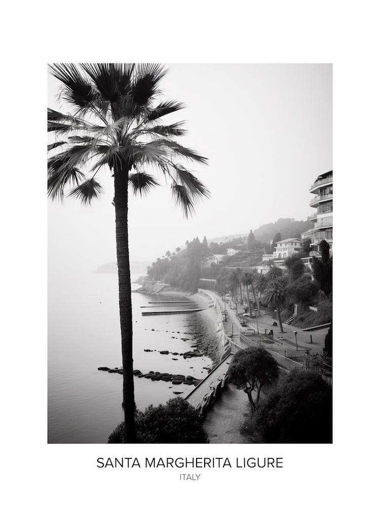 Poster Of Santa Margherita Ligure, Italy, Black And White Photo 4