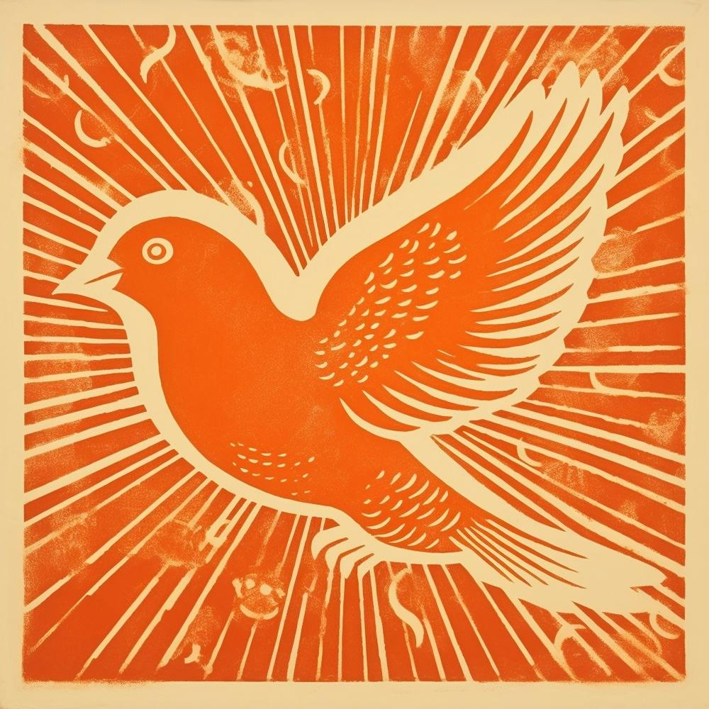 Retro Bird Lithograph Dove 1