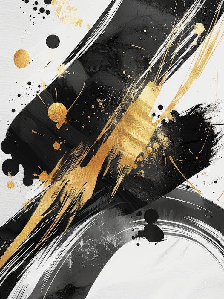 Abstract Black And Gold Canvas Print 13