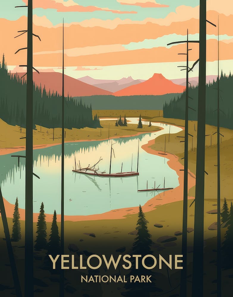 Yellowstone National Park Vintage Travel Poster 1