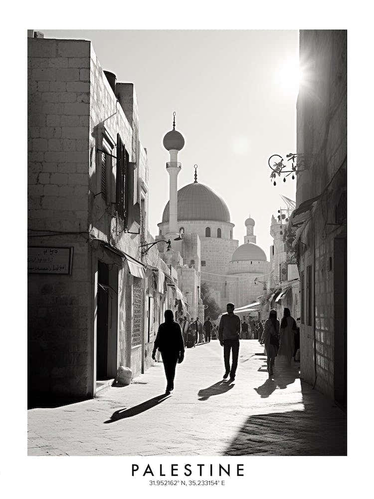 Poster Of Palestine, Black And White Analogue Photograph 1