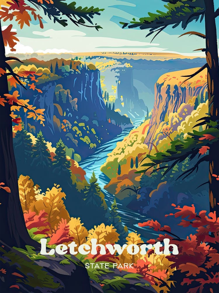 Letchworth State Park Angelkunst-Illustration