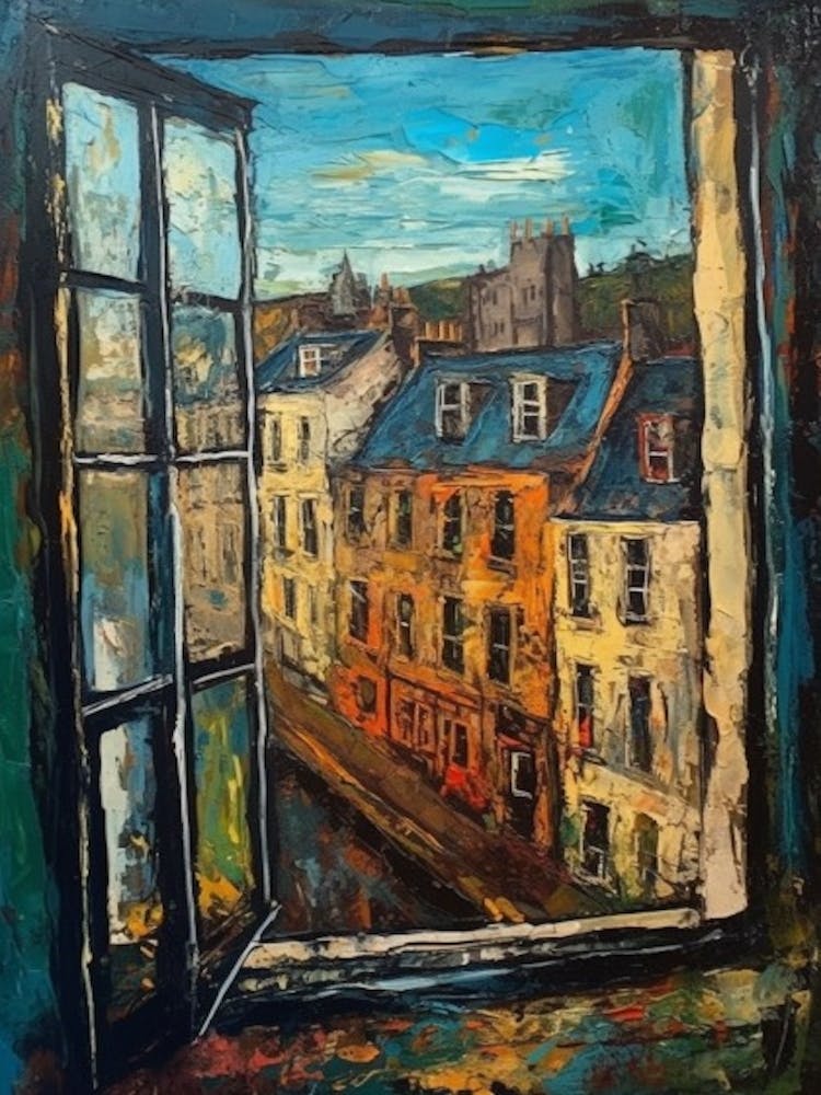 Window View Of Edinburgh Scotland In The Style Of Expressionism 2