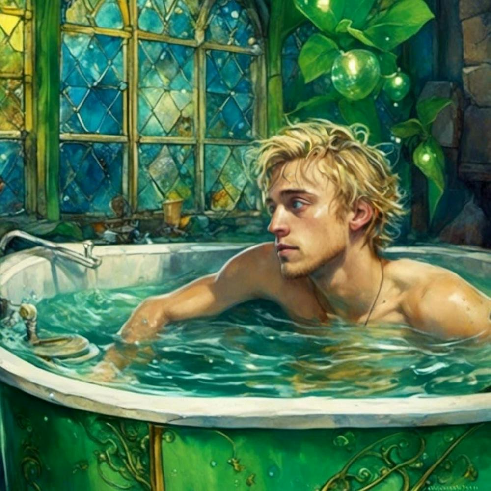 Draco Malfoy takes a bath