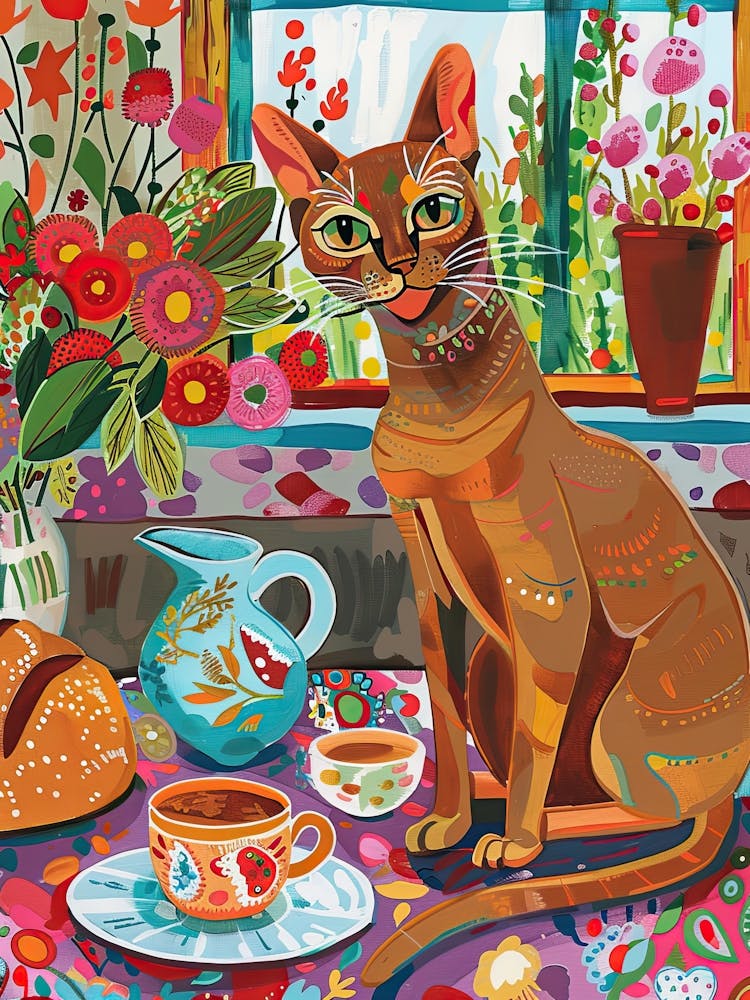 Tea Time With A Abyssinian Cat 3