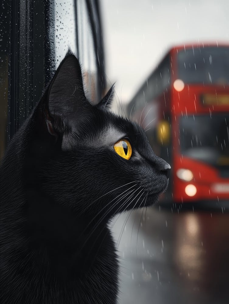 Black Cat In The Rain 1