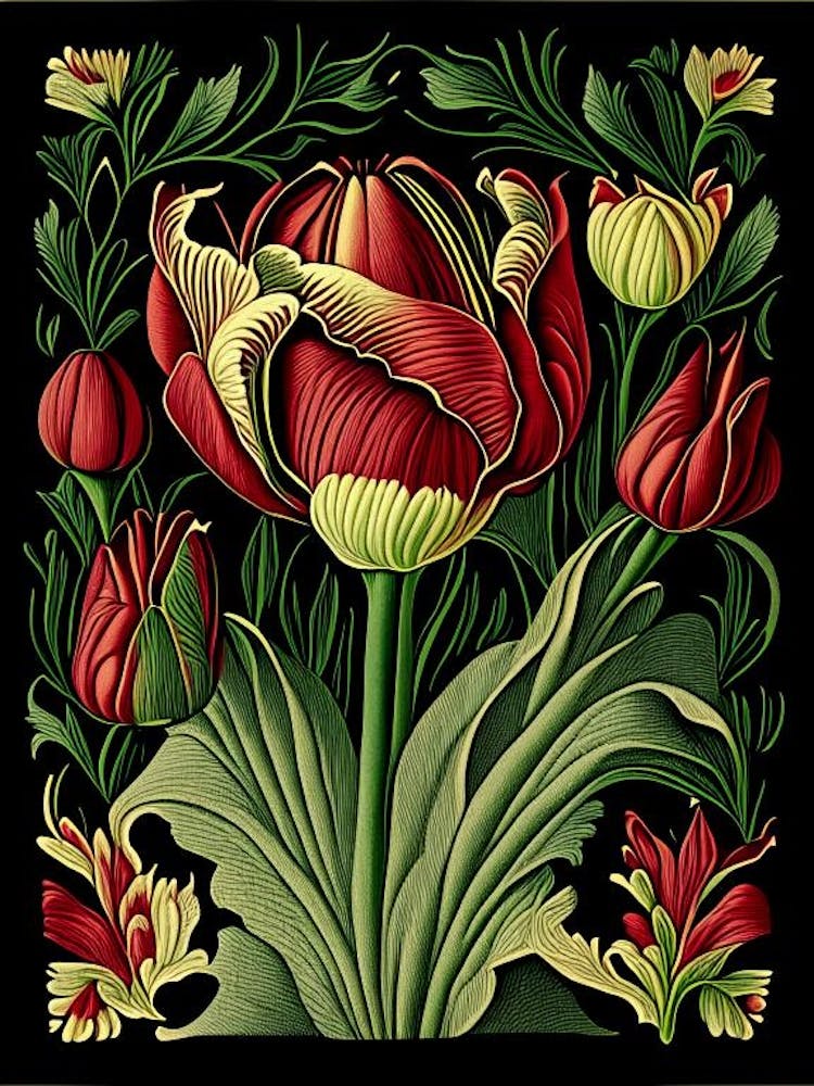 Tulip Floral 2 Botanical Vintage Poster Flower