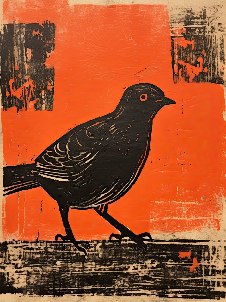 Pigeon, Woodblock Animal Drawing 4