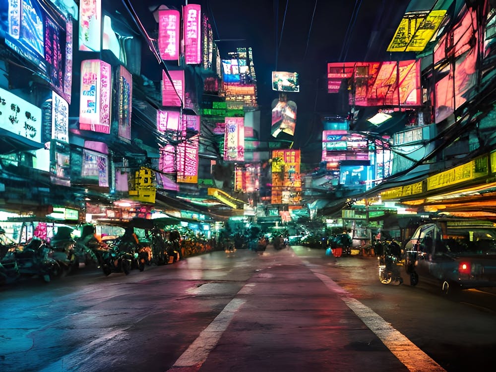 Neon City Street