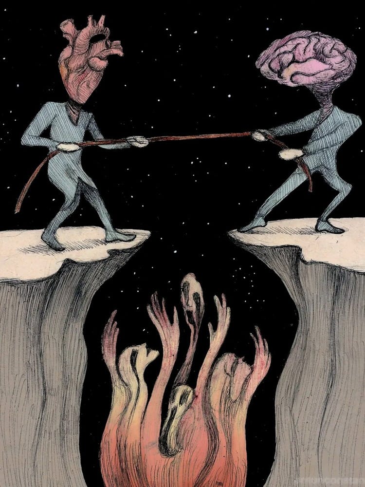 Two People Fighting Over A Heart