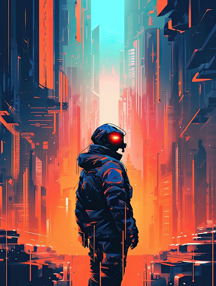 Futuristic City, cyberpunk neon art