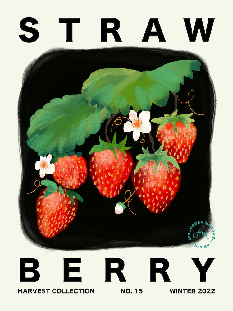 Strawberry Fruit Kitchen Typography