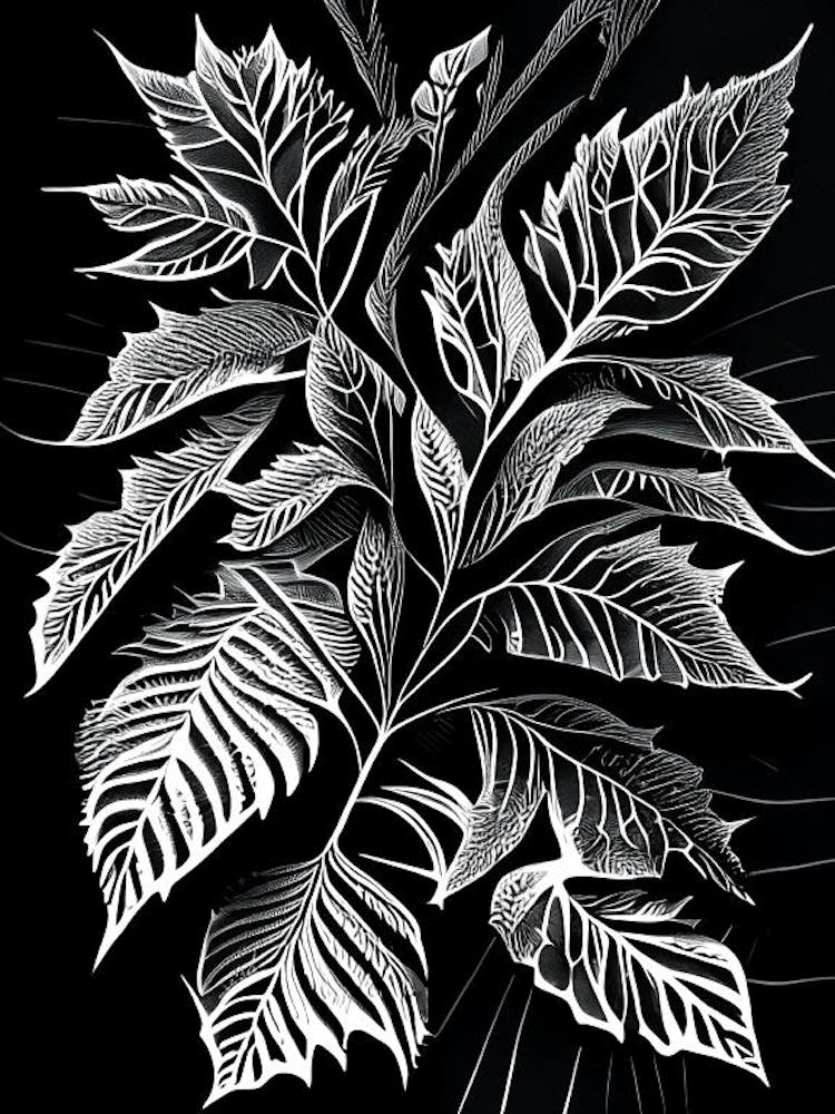 Madder Leaf Linocut 2
