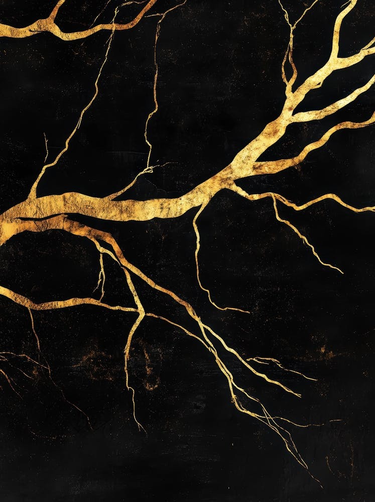 Gold Branches On Black Background