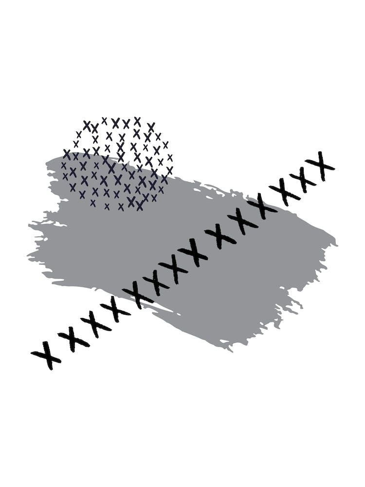 Abstract Grey Paint Stroke with Crosses