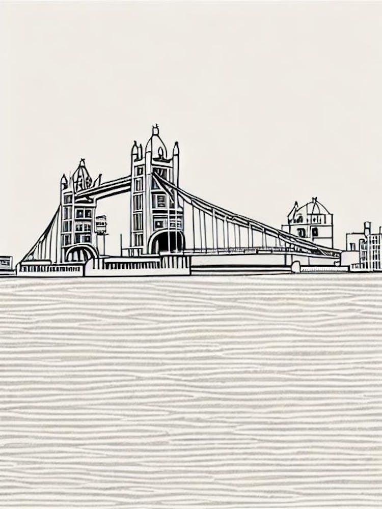 Tower Bridge London Boho Landmark Illustration