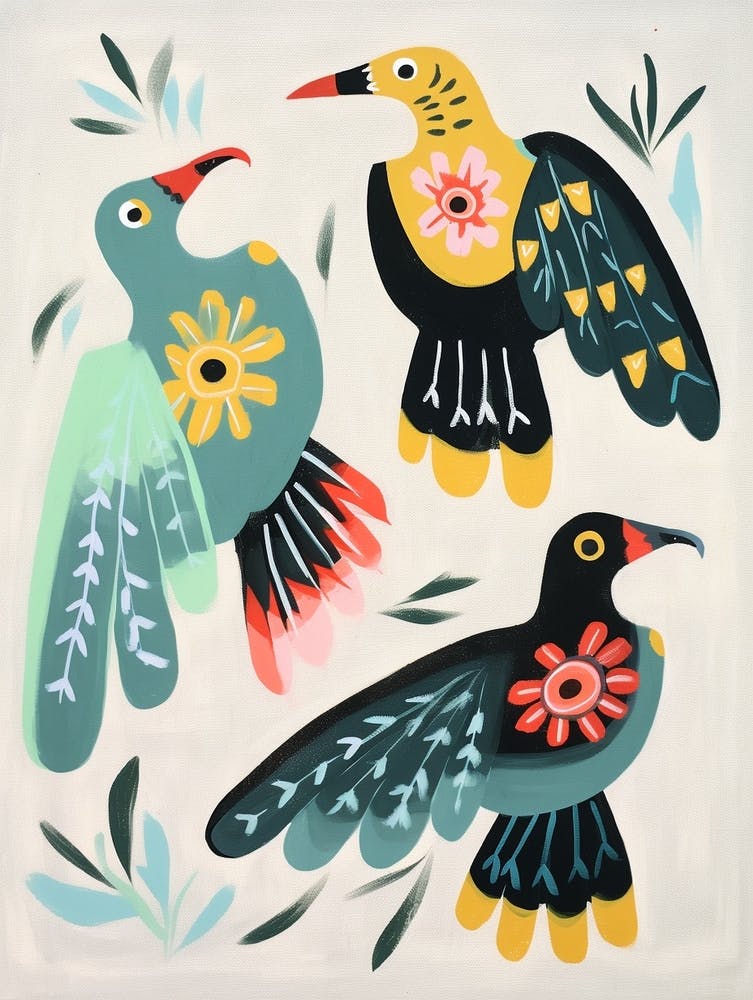 Folk Style Bird Painting Vulture 1