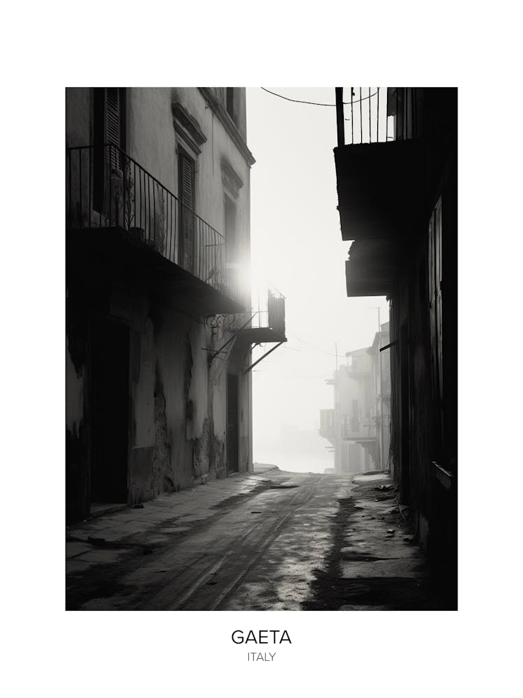 Poster Of Gaeta, Italy, Black And White Photo 1