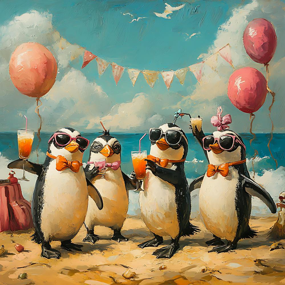Tropical Penguin Beach Party Fun 12