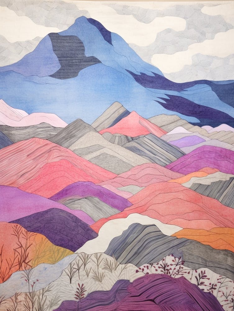 Beinn Tulaichean Scotland 1 Colourful Mountain Illustration
