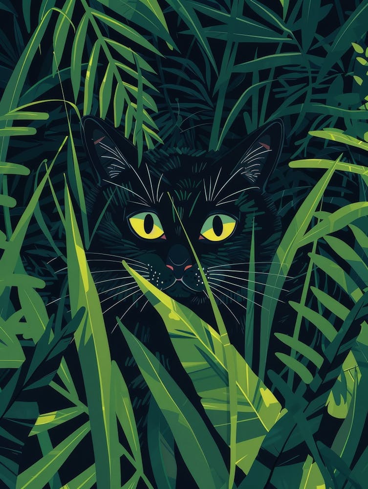 Black Cat In The Jungle
