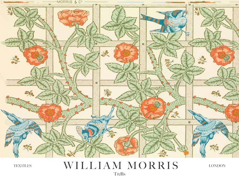 William Morris Prints Birds Trellis Original Landscapes Landscape Botanical Vintage