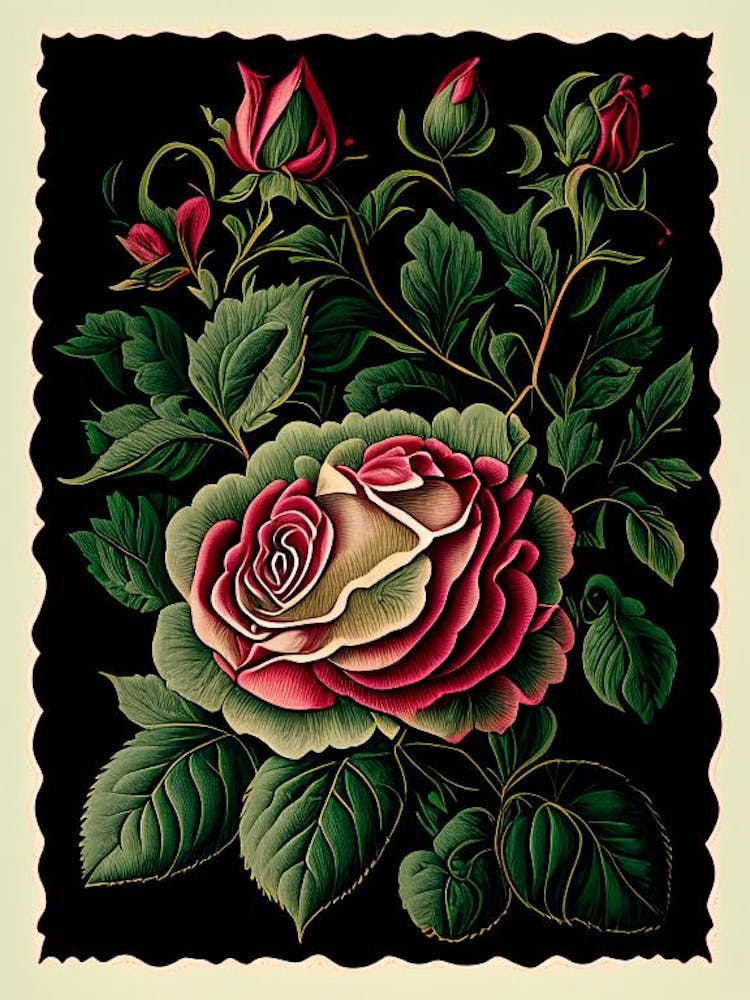 Rose Floral 1 Botanical Vintage Poster Flower