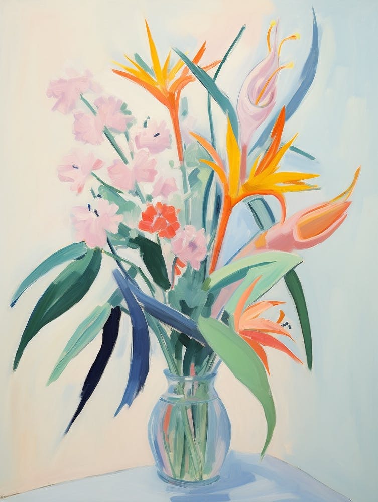 A Vase With Bird Of Paradise, Flower Bouquet 4
