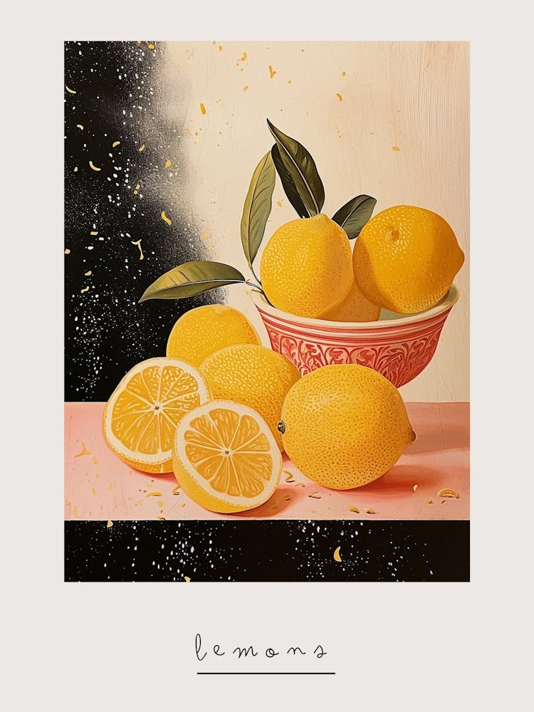 Art Déco Citrons 2 - Affiche