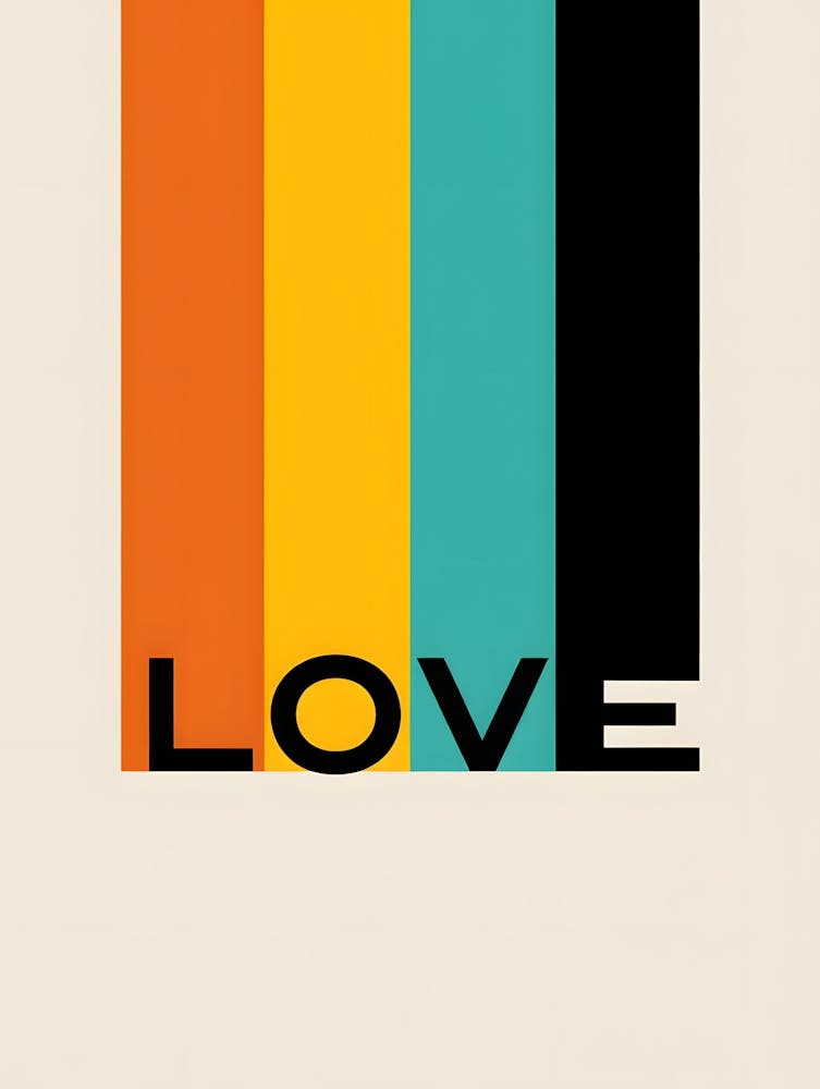 Retro Stripe LOVE Print - Bold Graphic Art for Modern or Vintage Spaces