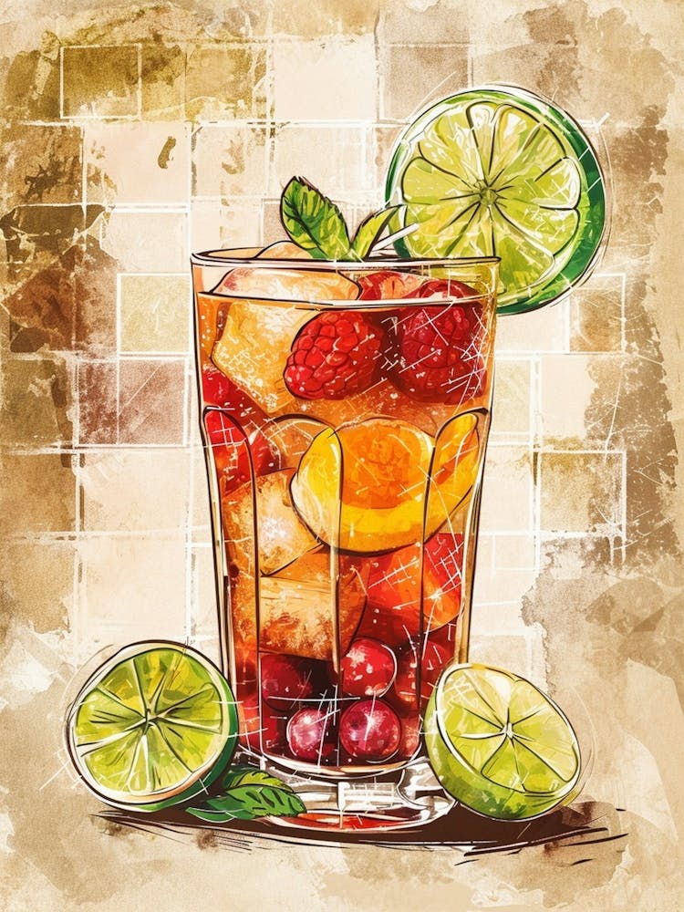 Pimm S Cup Watercolour Inspired Illustration 2