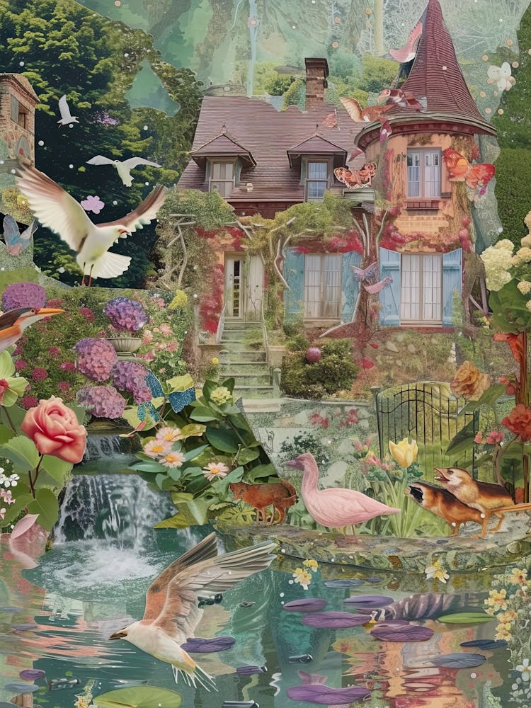 Collage Fairy Village Pond Monet Scrapbook 4