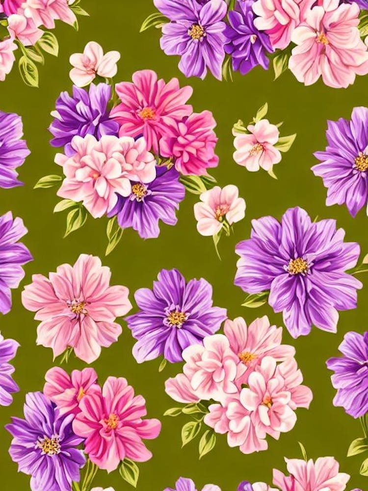 Lilac Repeat Retro Flower