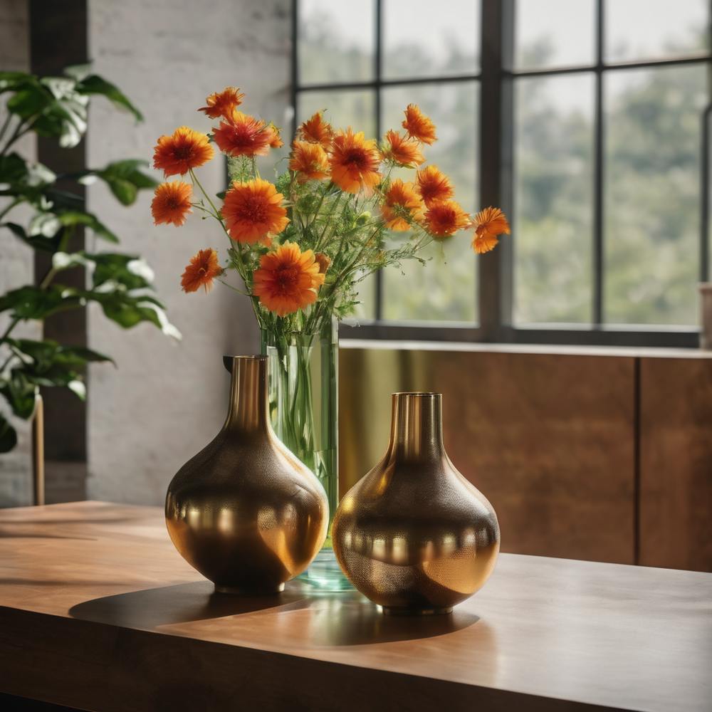 Two Vases On A Table