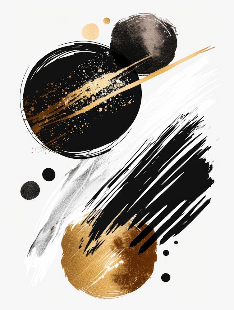 Abstract Black And Gold Painting 92