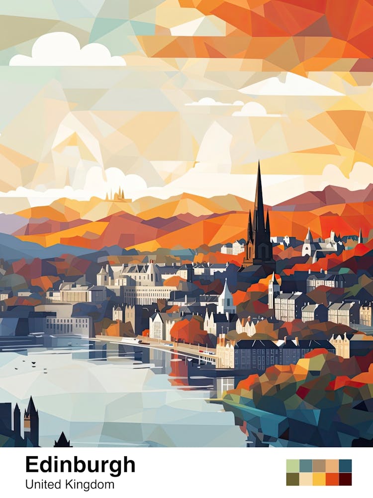 Edinburgh, Royaume-Uni, Illustration géométrique 3 Affiche