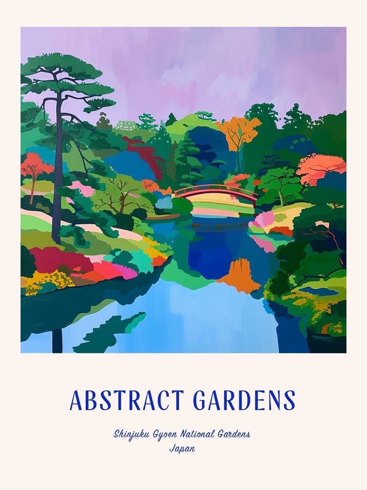 Bunte Gärten Shinjuku Gyoen National Gardens Japan 2 Blau Poster
