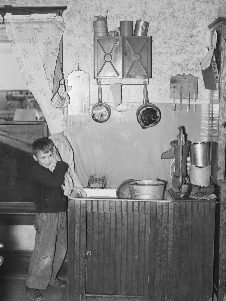 Boy Washing His Face, Williams County, North Dakota By Russell Lee