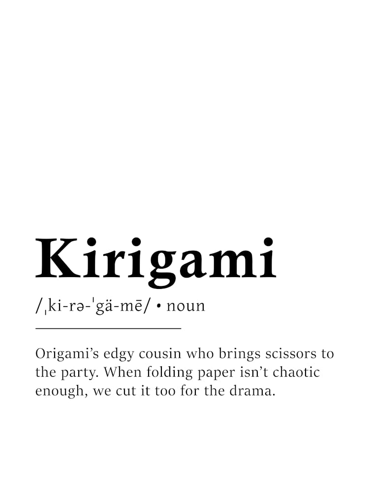 Kirigami Définition Poster - Dictionnaire