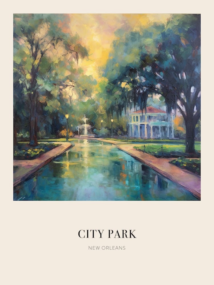 City Park New Orleans United States Vintage Cezanne Inspired Poster