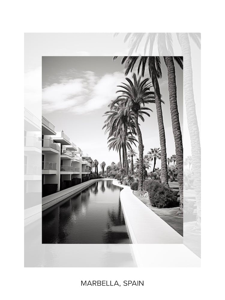 Poster Of Marbella, Spain, Black And White Old Photo 3