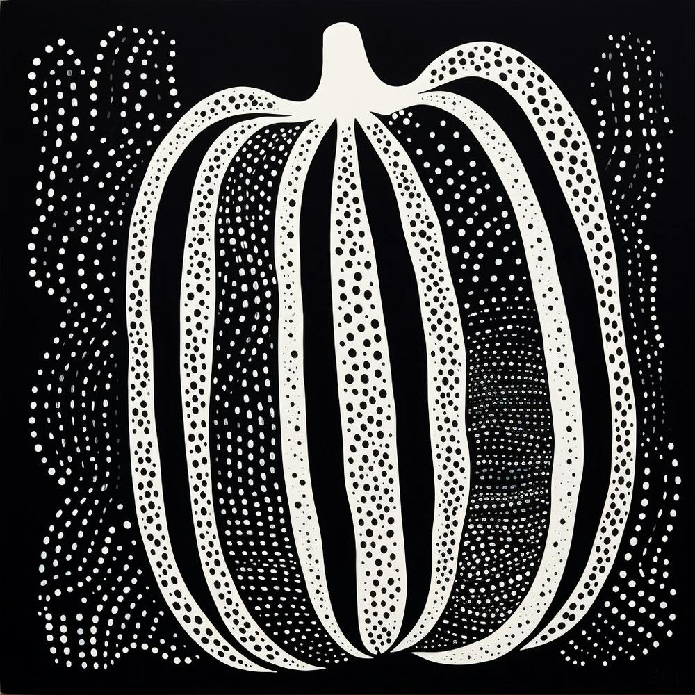 Yayoi Kusama Inspiriertes Kürbis Schwarz-Weiß 1