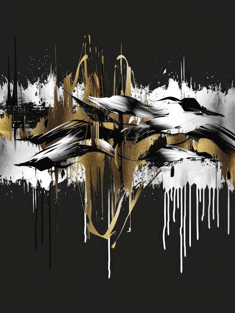 Gold And Black Abstract Painting 40
