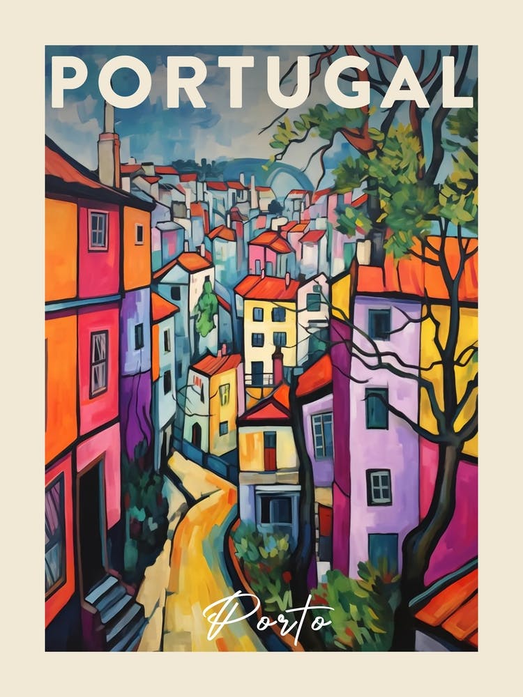 Porto Portugal 4 Fauvist Painting Travel Poster