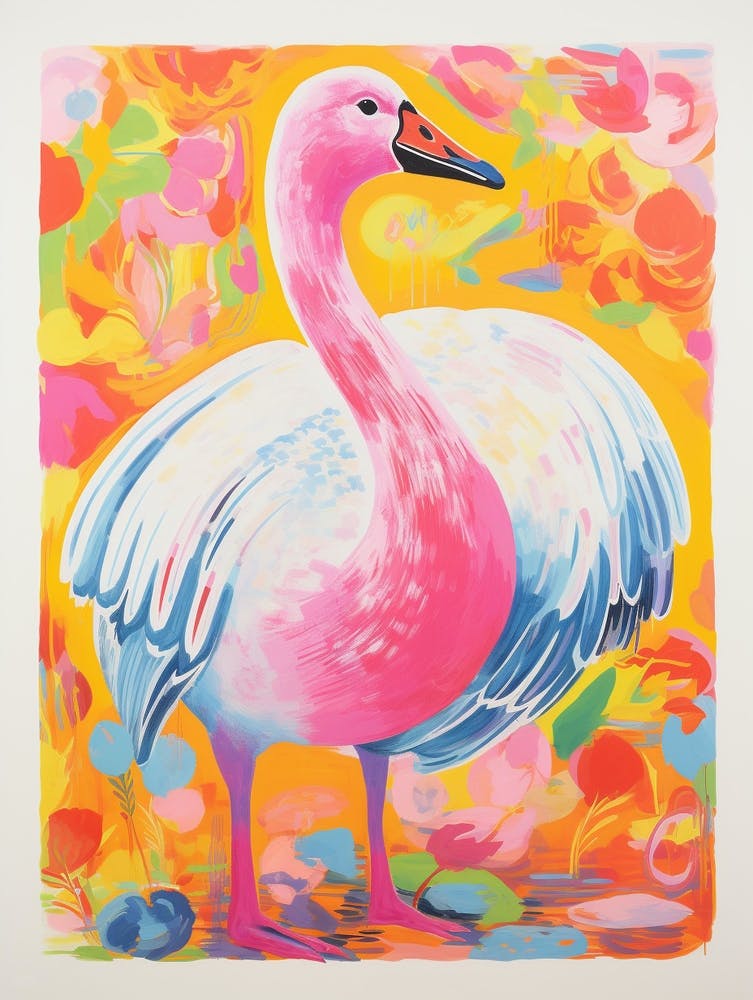 Colourful Bird Painting Swan 3