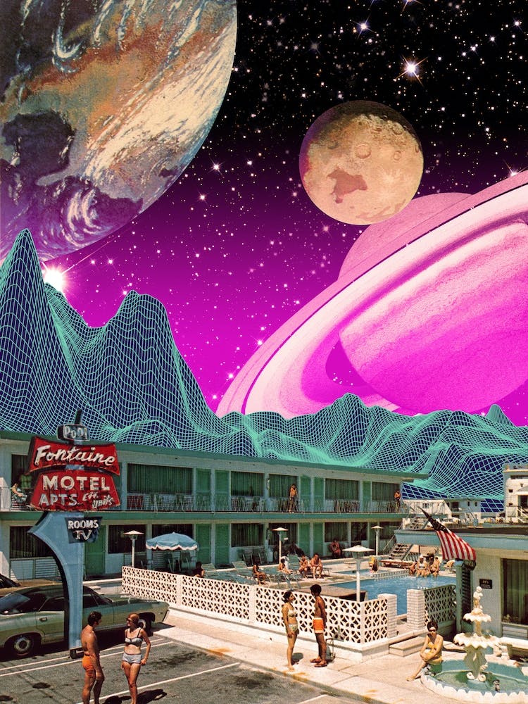Synthwave space vintage retro collage #3 1