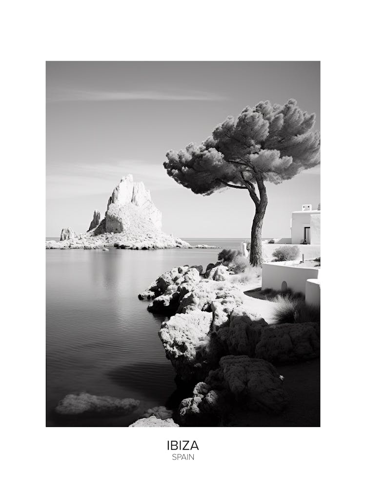 Poster Of Ibiza, Spain, Black And White Analogue Photography 3