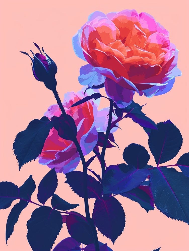 English Roses Painting Rose Silhouette 1