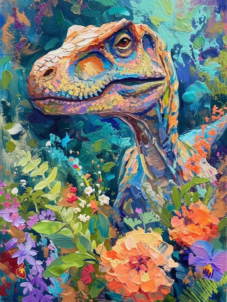Dinosaur In The Garden Flowers 1